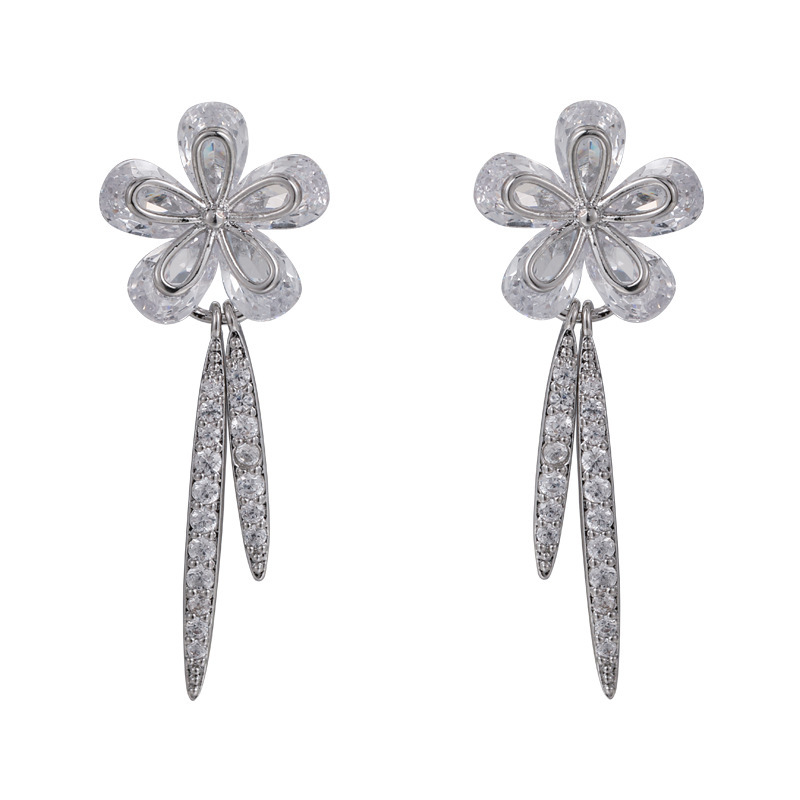 Zirconia Flower Earrings