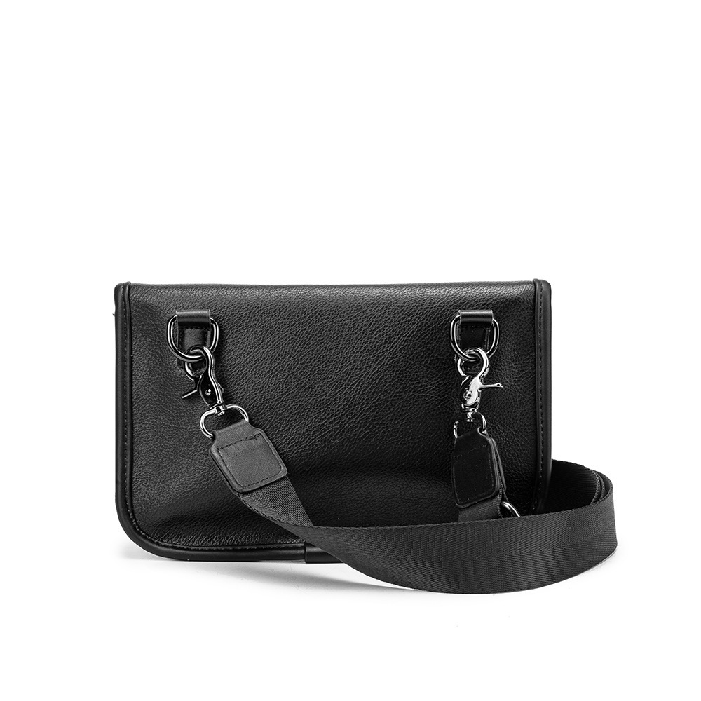 Męska Saszetka Na Klatkę Mała Kwadratowa Skóra PU Czarna