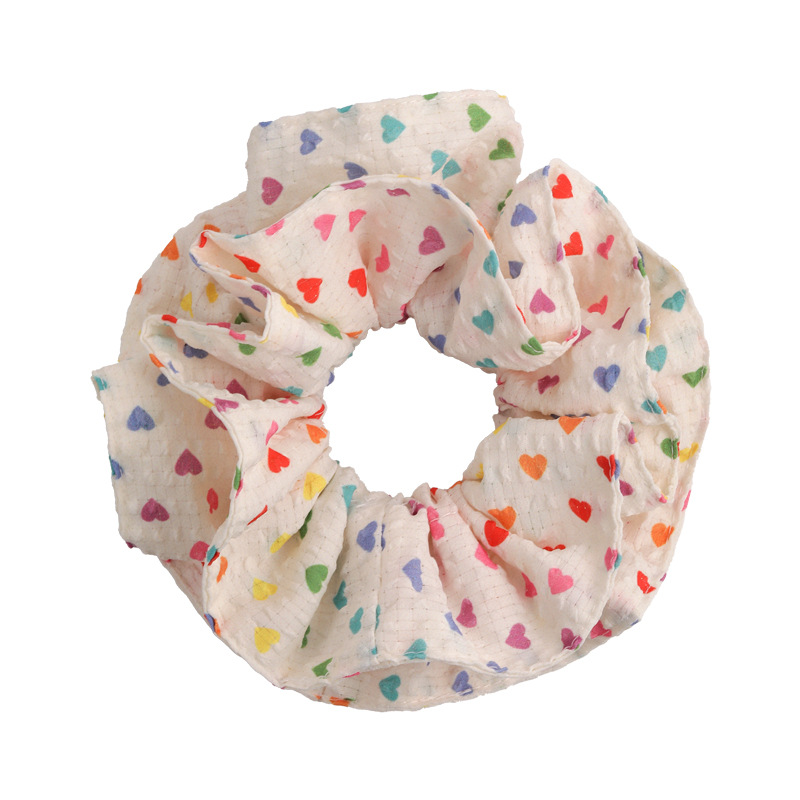 Dopaminowe Kolorowe Scrunchies i Gumki do Włosów z Serduszkami w Bańkach