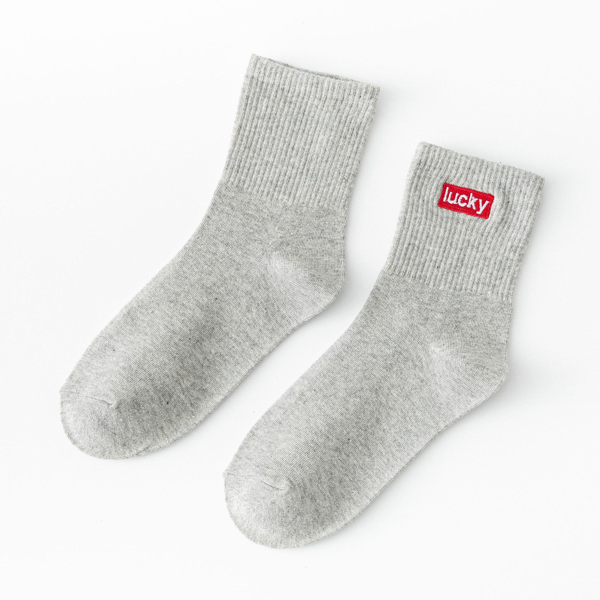 Meias Mid-Calf Bordadas com Letras